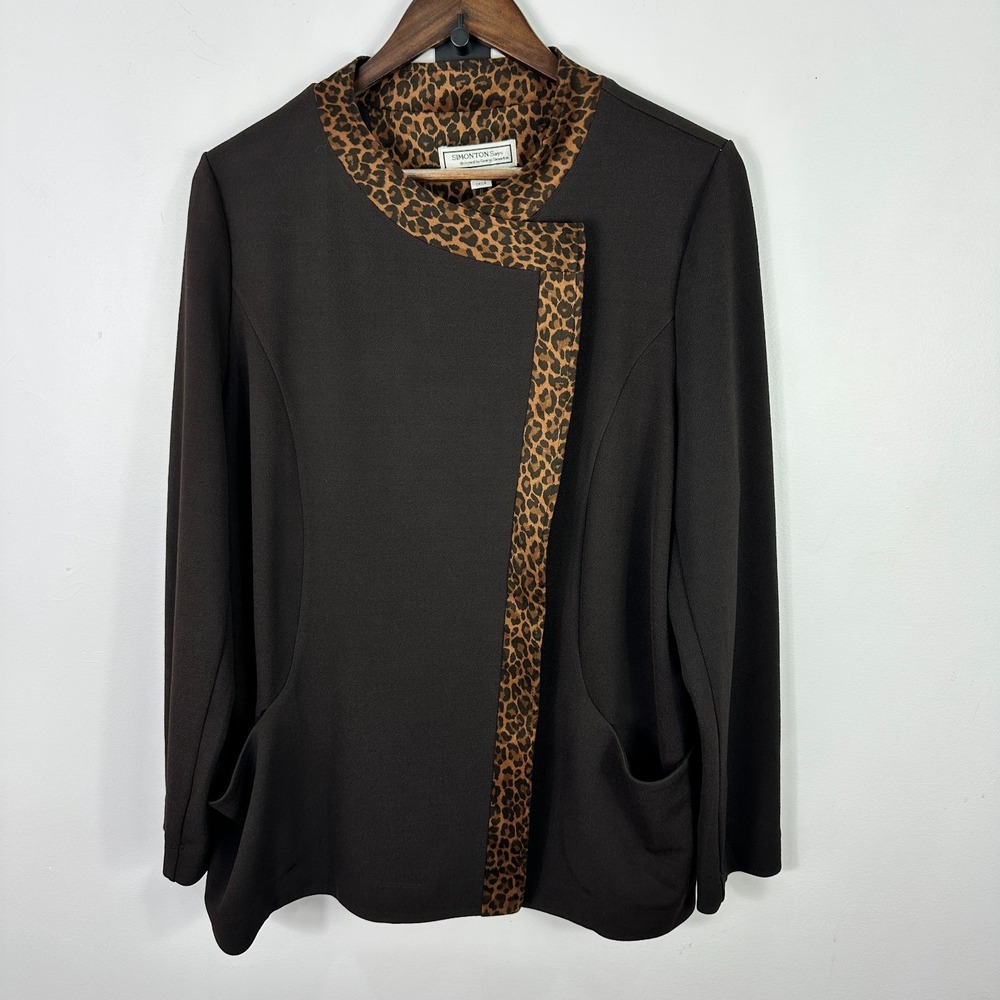 Simonton Says Faux Wrap Top Womens Large Animal Leopard Print Mob Wife Edgy NWT